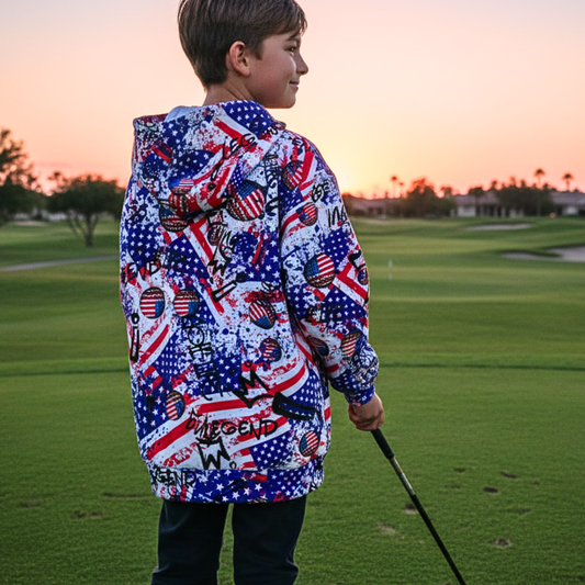 Kid's Patriotic Golf Graffiti Hoodie
