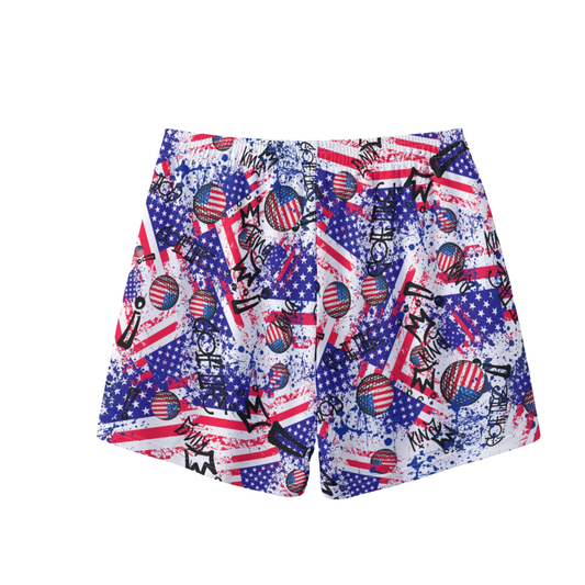 Adult American Flag Patriotic Golf Graffiti Mesh Shorts