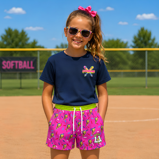 Kids Baseball Softball T-Shirt Softball Ice Cream Design