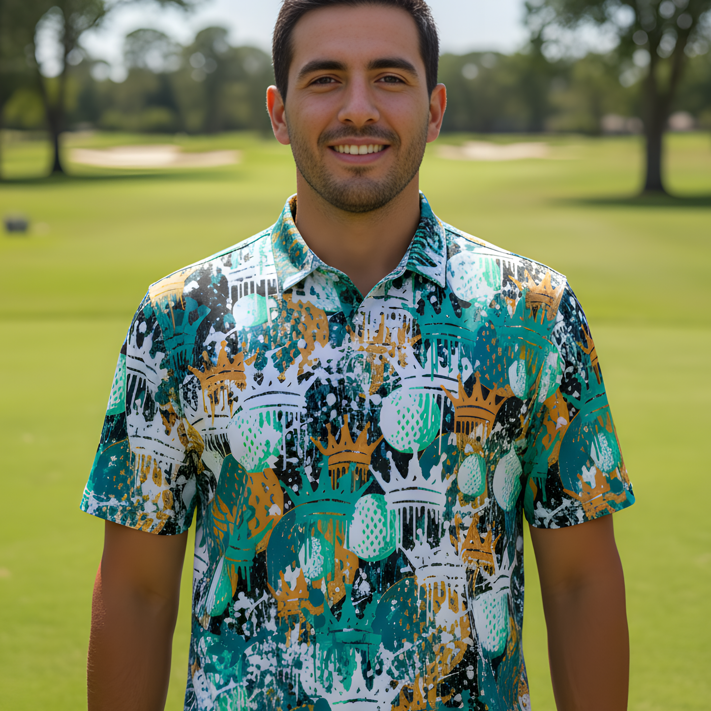 Men's UV Protection Polo Shirt, Graffiti Crown Drip