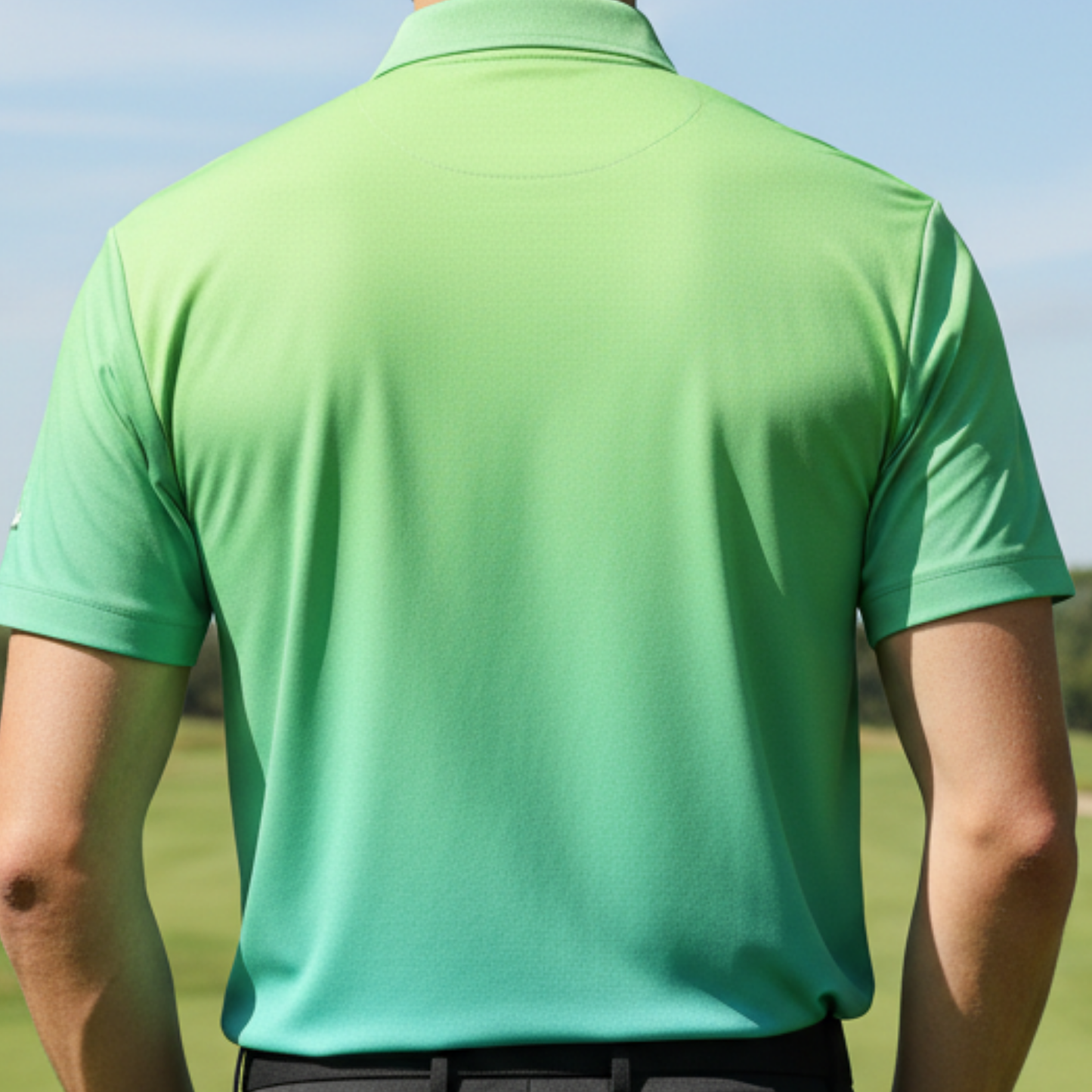Men's Gradient Green UV Protected Polo Shirt