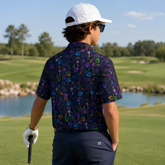 Neon Print Teenage UV Protection Golf Polo Shirt