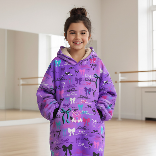 Kids Gradient Purple Coquette Aesthetic Blanket Hoodie
