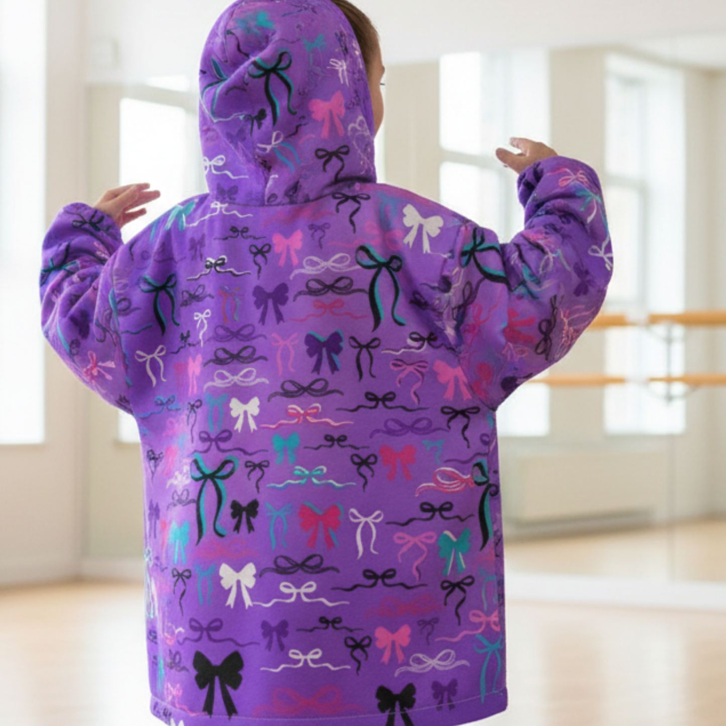 Kids Gradient Purple Coquette Aesthetic Blanket Hoodie