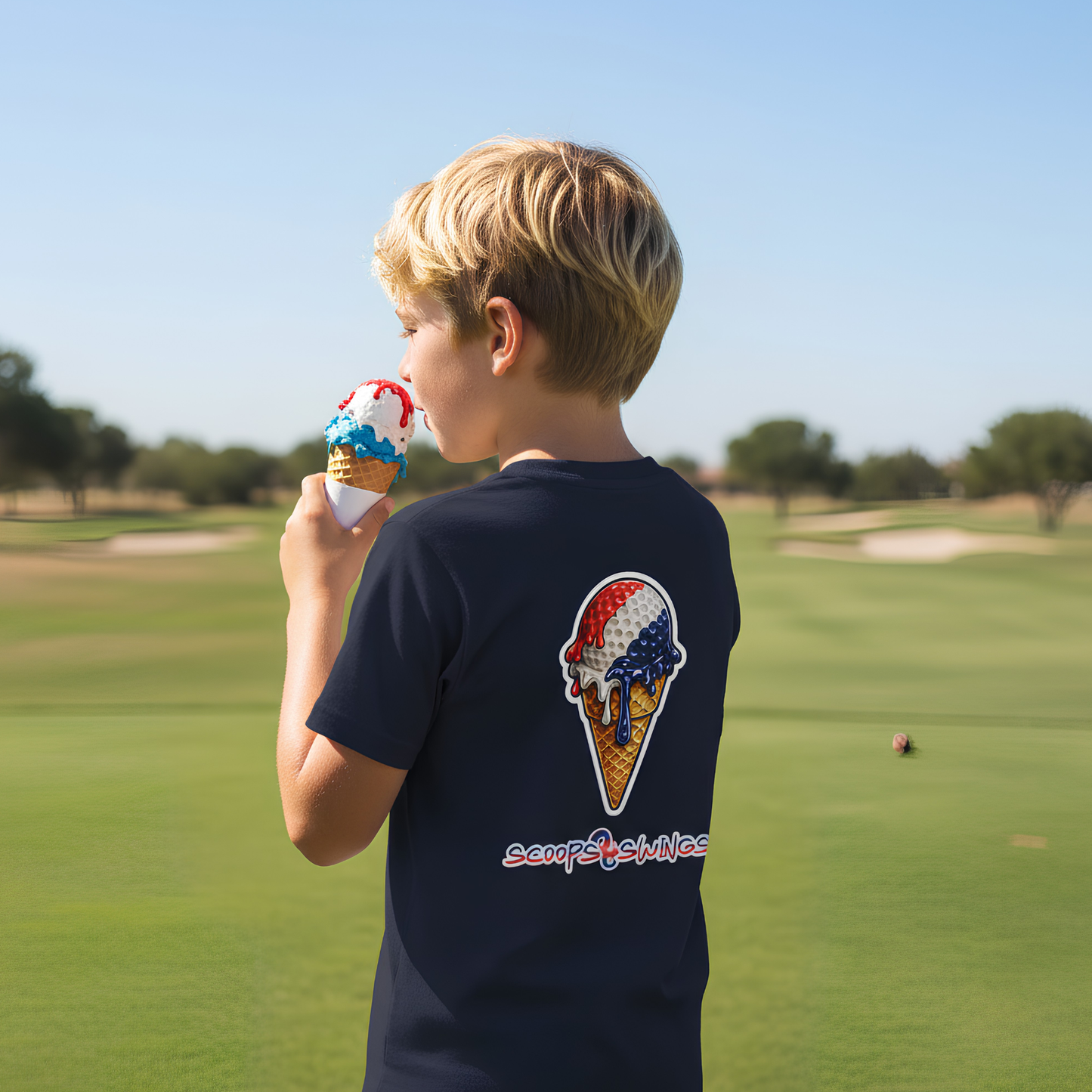 Youth Patriotic Ice Cream Golf Drip T-Shirt