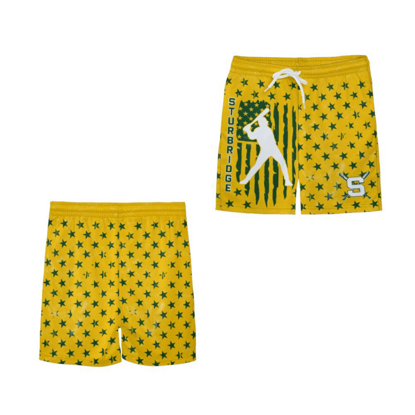 Youth Sturbridge Little League Baseball Shorts - Flag, Yellow Edition