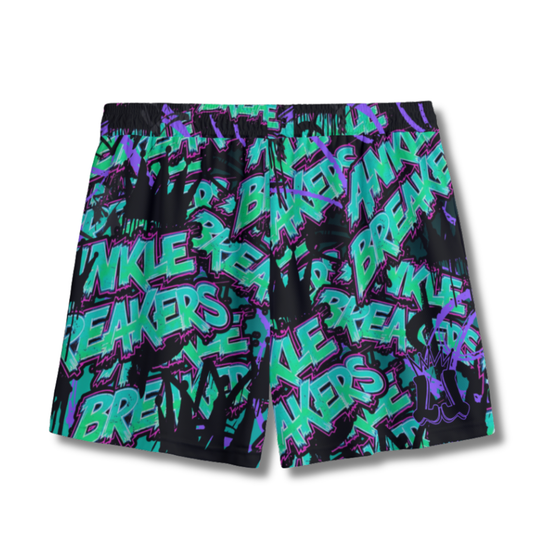 Youth Graffit Basketball Ankle Breakers Mesh Athletic Shorts