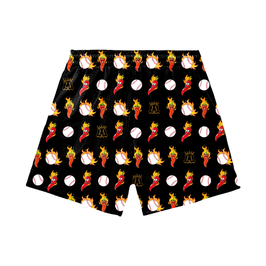 Adult "Throwing Heat" Baseball Mesh Shorts (with inner liner)
