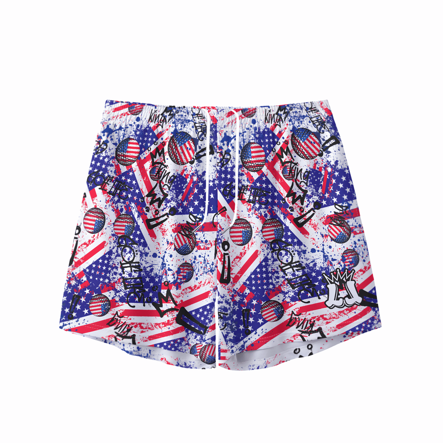 Youth Patriotic Graffiti Golf Mesh Shorts
