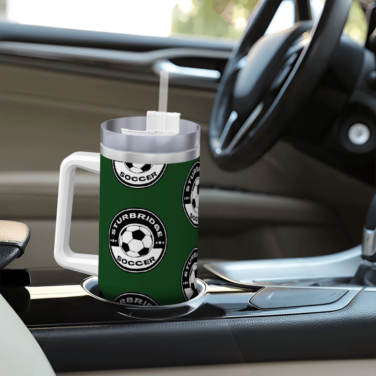 Sturbridge Youth Soccer Travel Coffee Mug with Handle and Straw (40oz)