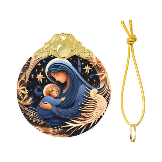 Round Glass Christmas Ornament - Gold / Silver