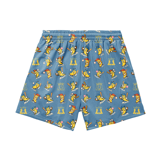 Adult Banana Baseball Mesh Shorts - Blue Edition (with liner)