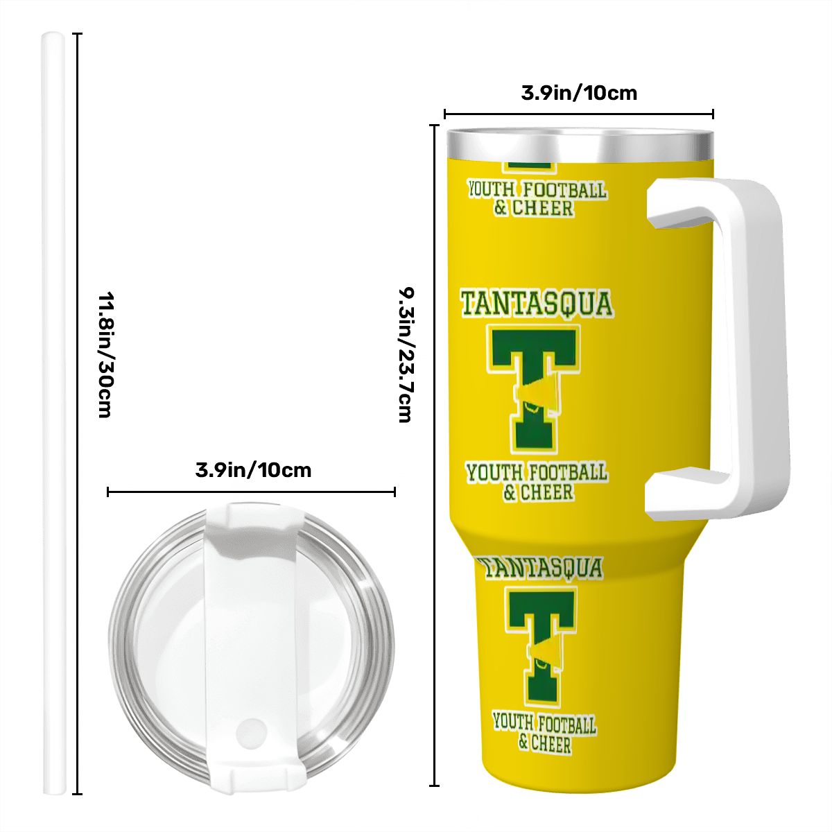 TYFC Travel Coffee Mug with Handle and Straw (40oz) Yellow