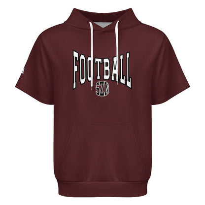 Football Season Short Sleeve Hoodie - Maroon