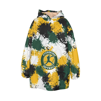 Adult Sturbridge Softball Sherpa Heavy Fleece Hoodie Blanket - Paint Splatter Edition