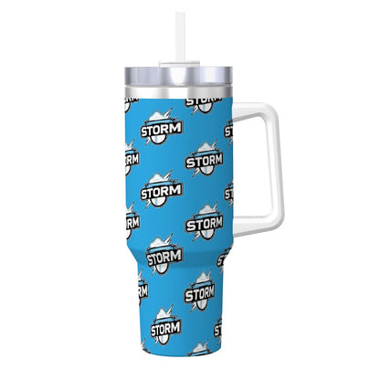 Storm Travel Coffee Mug with Handle and Straw (Blue, 40oz)