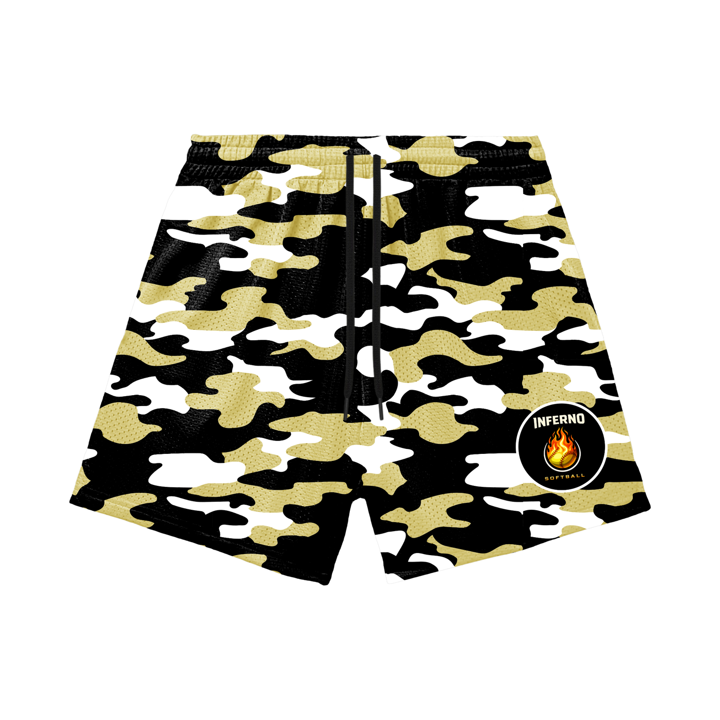 Adult Brimfield Inferno Softball Mesh Shorts Camo Edition (with inner liner)