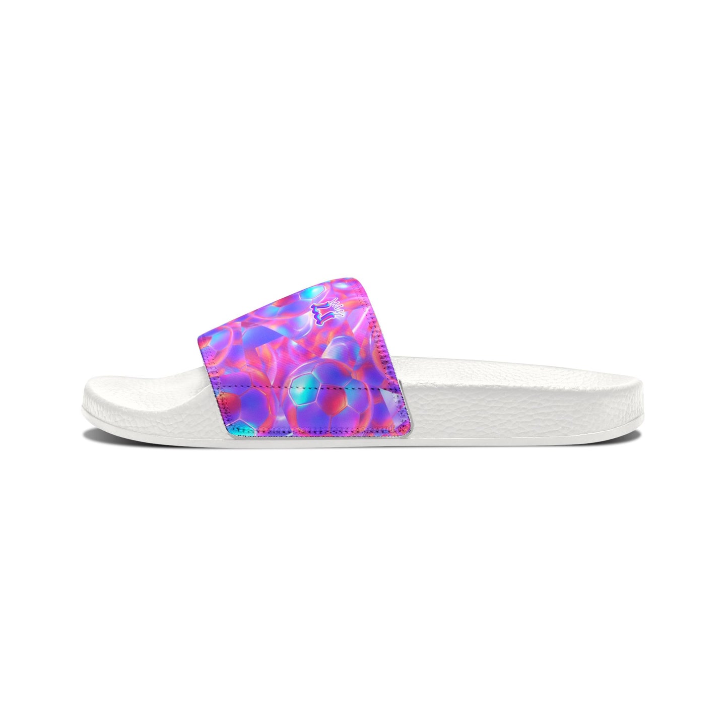 Youth Soccer Sports Sandals, Iridescent Soccer Ball Design