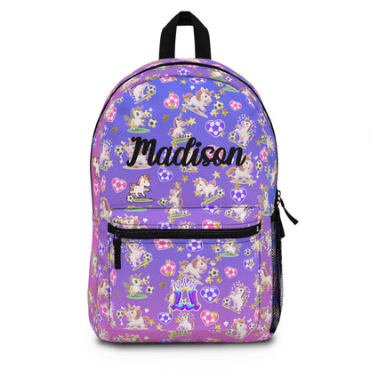 Personalized Unicorn Soccer Backpack, Custom Kids Sports and Travel Bag