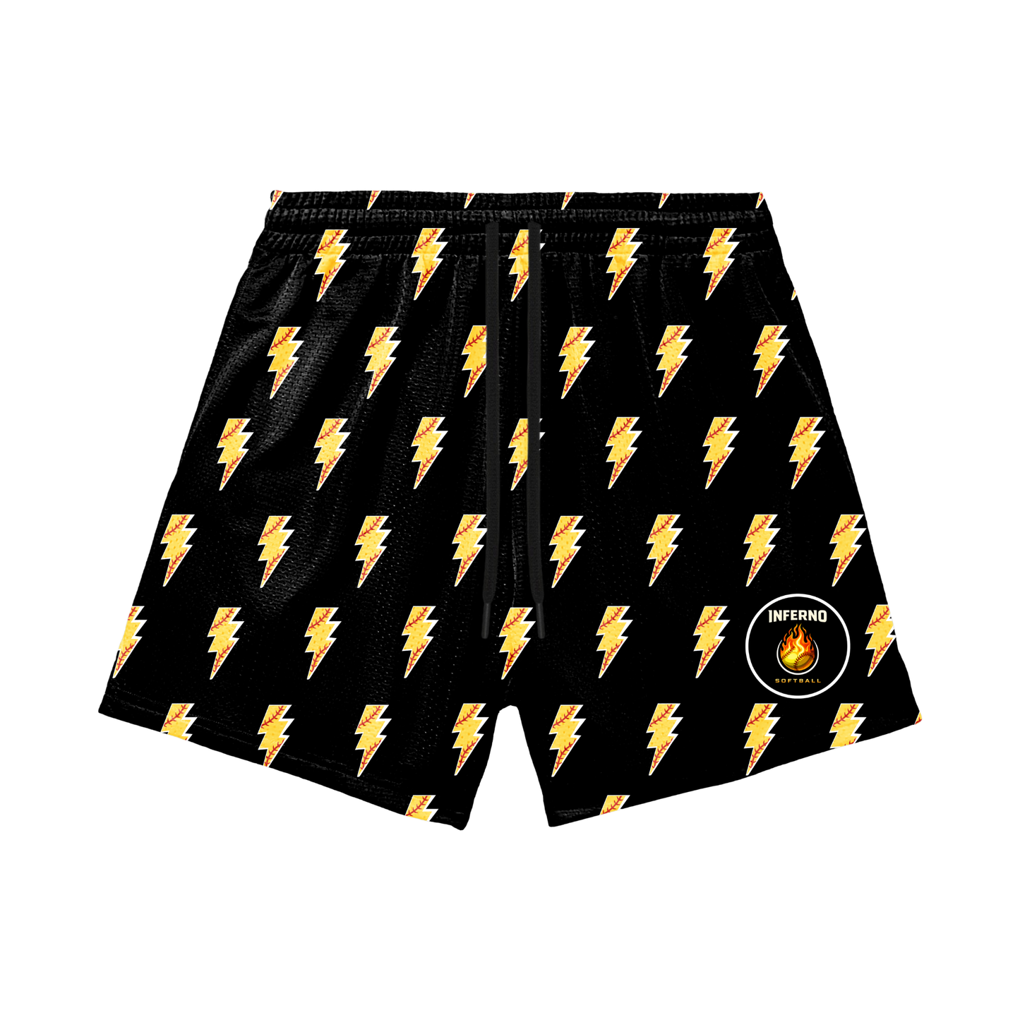 Adult Brimfield Inferno Softball Mesh Shorts Lightning Bolt Edition (with inner liner)