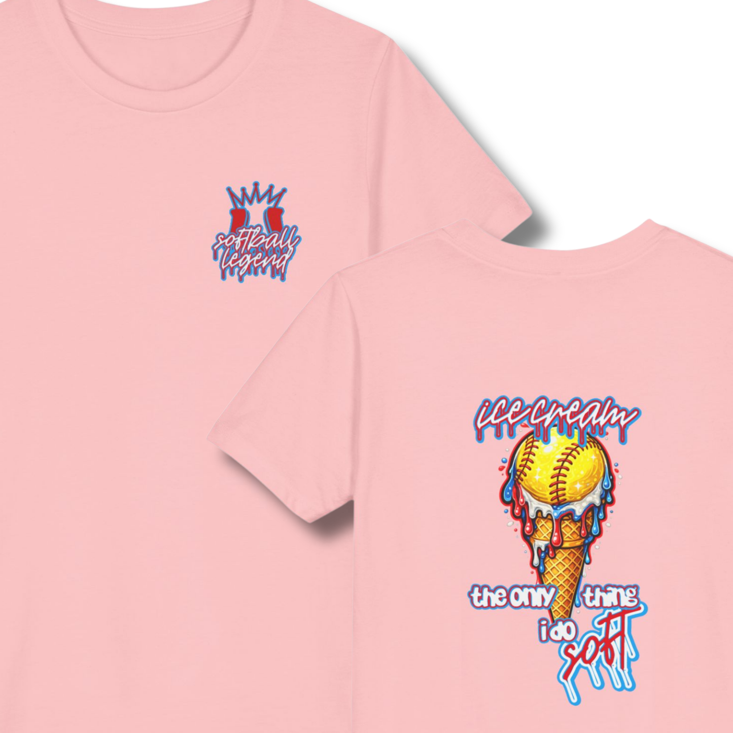 Youth Softball Ice Cream Drip T-Shirt