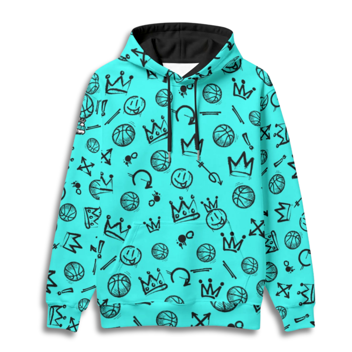 Adult Unisex Basketball Hoodie, Blue Graffiti All Over Print