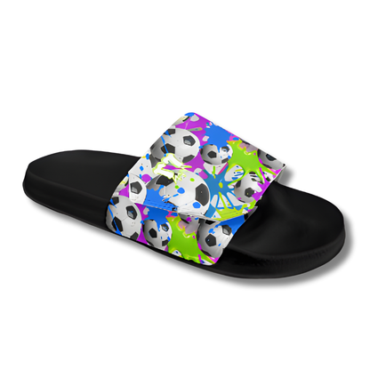 Women's Soccer Slides, Sandals, Paint Splash Design