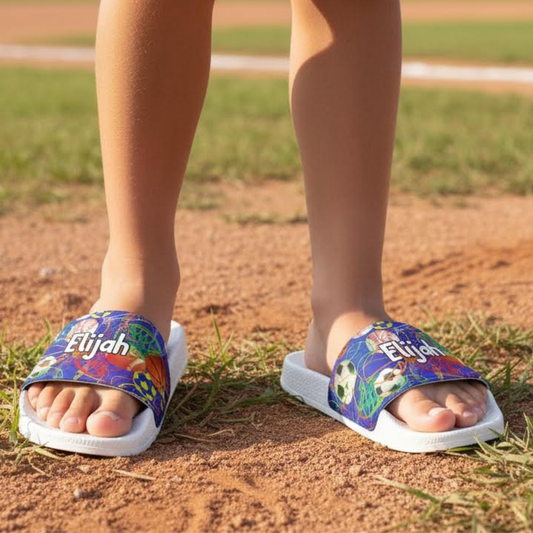 Personalized Youth Sports Sandals, Removable Strap All Sports Kids Slides