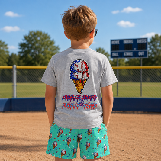 Kids Baseball T-Shirt, Double Scoops and Double Plays