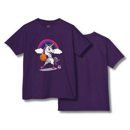 Unicorns and Rainbows Basketball Kids Tee