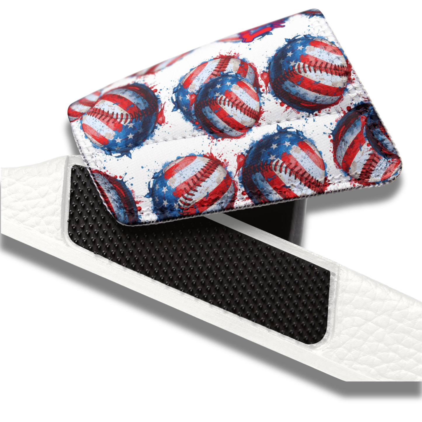 Personalized Men's Baseball Removable Strap Sandal Slides, Patriotic Sportswear