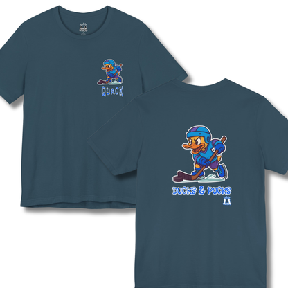 Adult Unisex T-Shirt:Casual Quack Ducks and Pucks Hockey Tee