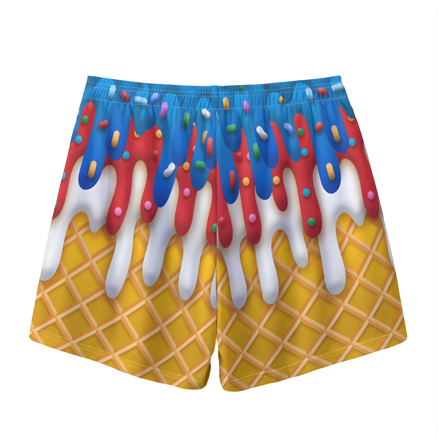 Adult Unisex Ice Cream Drip Mesh Shorts, Patriotic Summer Sports Apparel