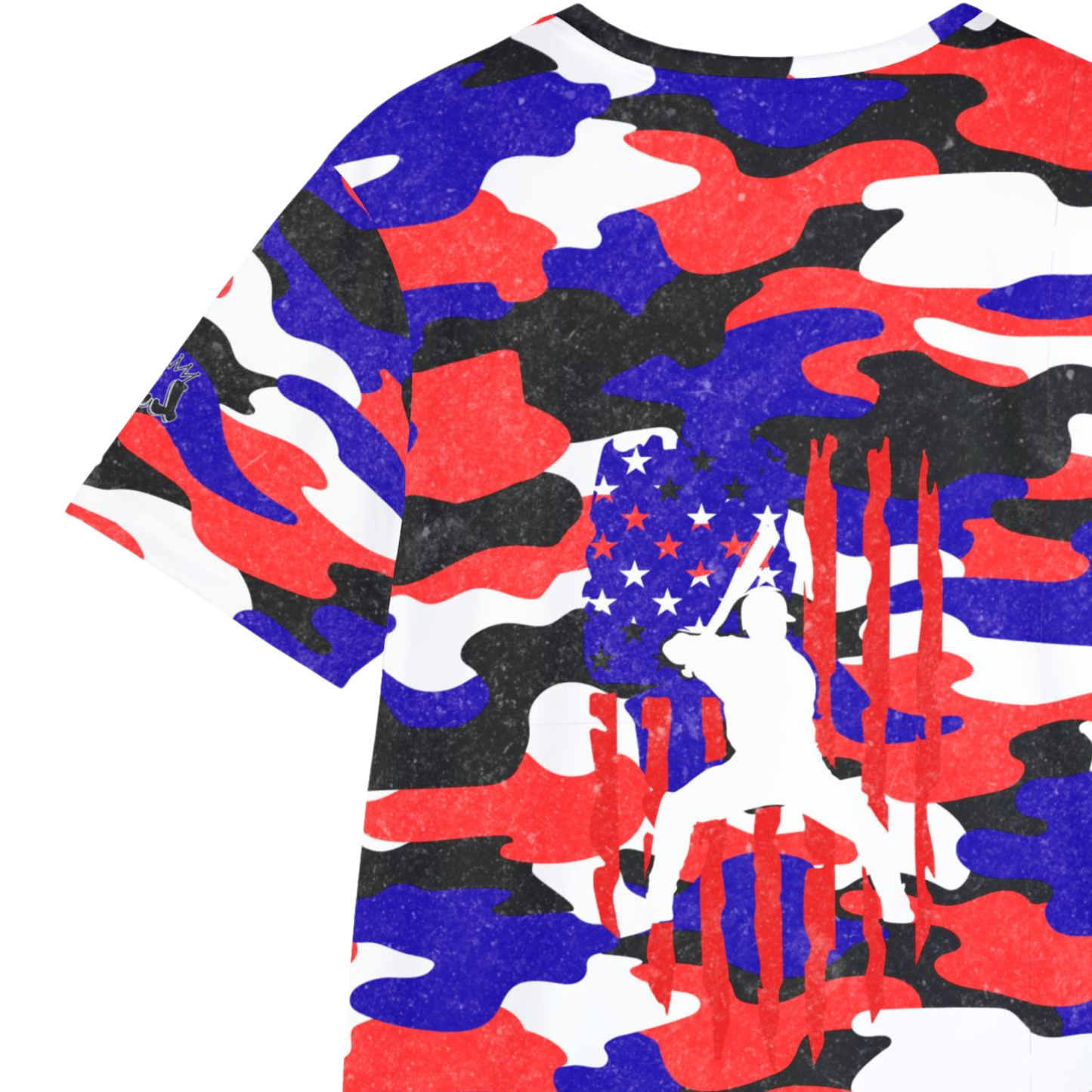 Adult American Flag Camo Patriotic Baseball Sports Jersey