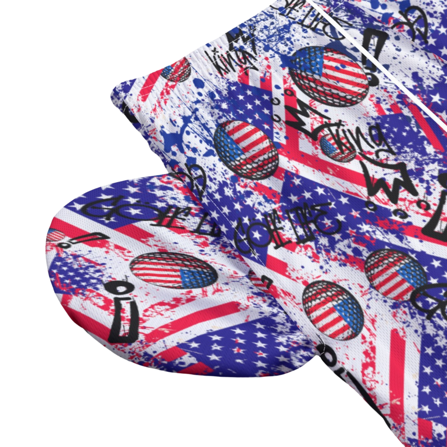 Adult American Flag Patriotic Golf Graffiti Mesh Shorts
