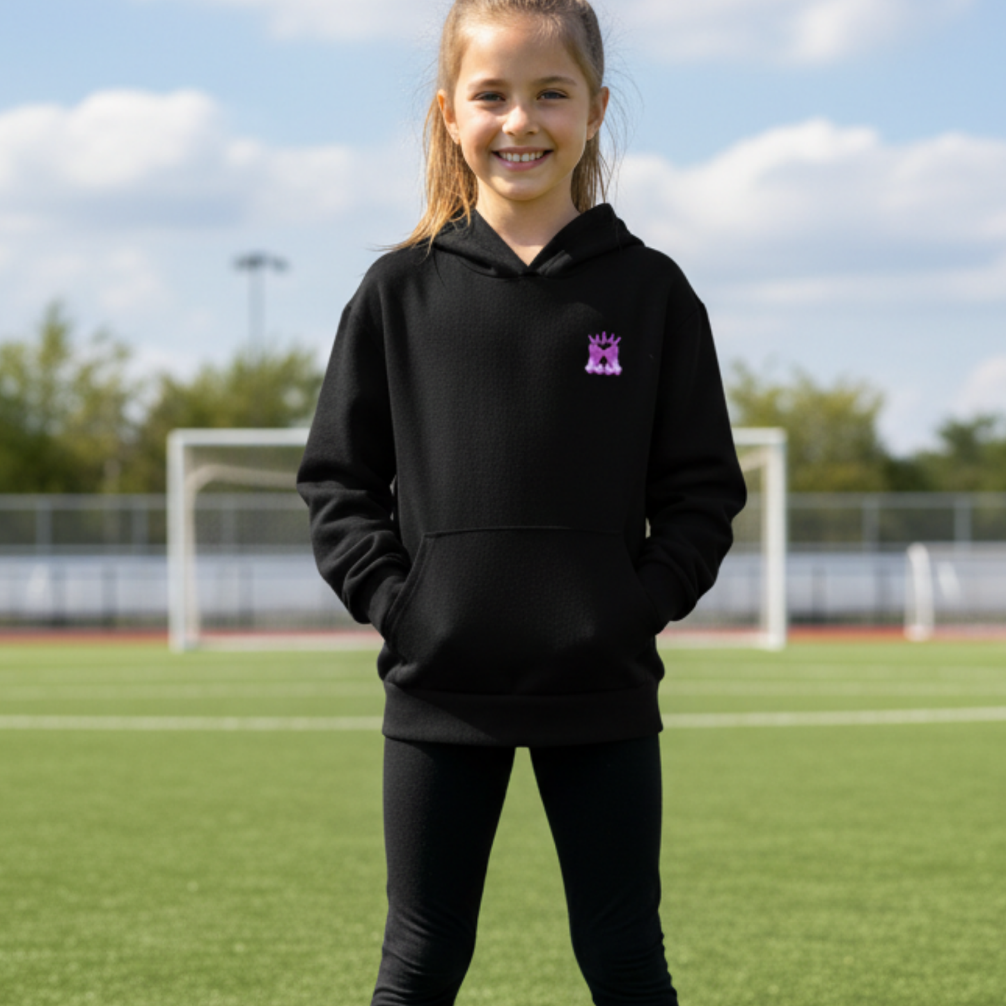 Girl's Cheer Hoodie, Pink Glitter Coquette Design
