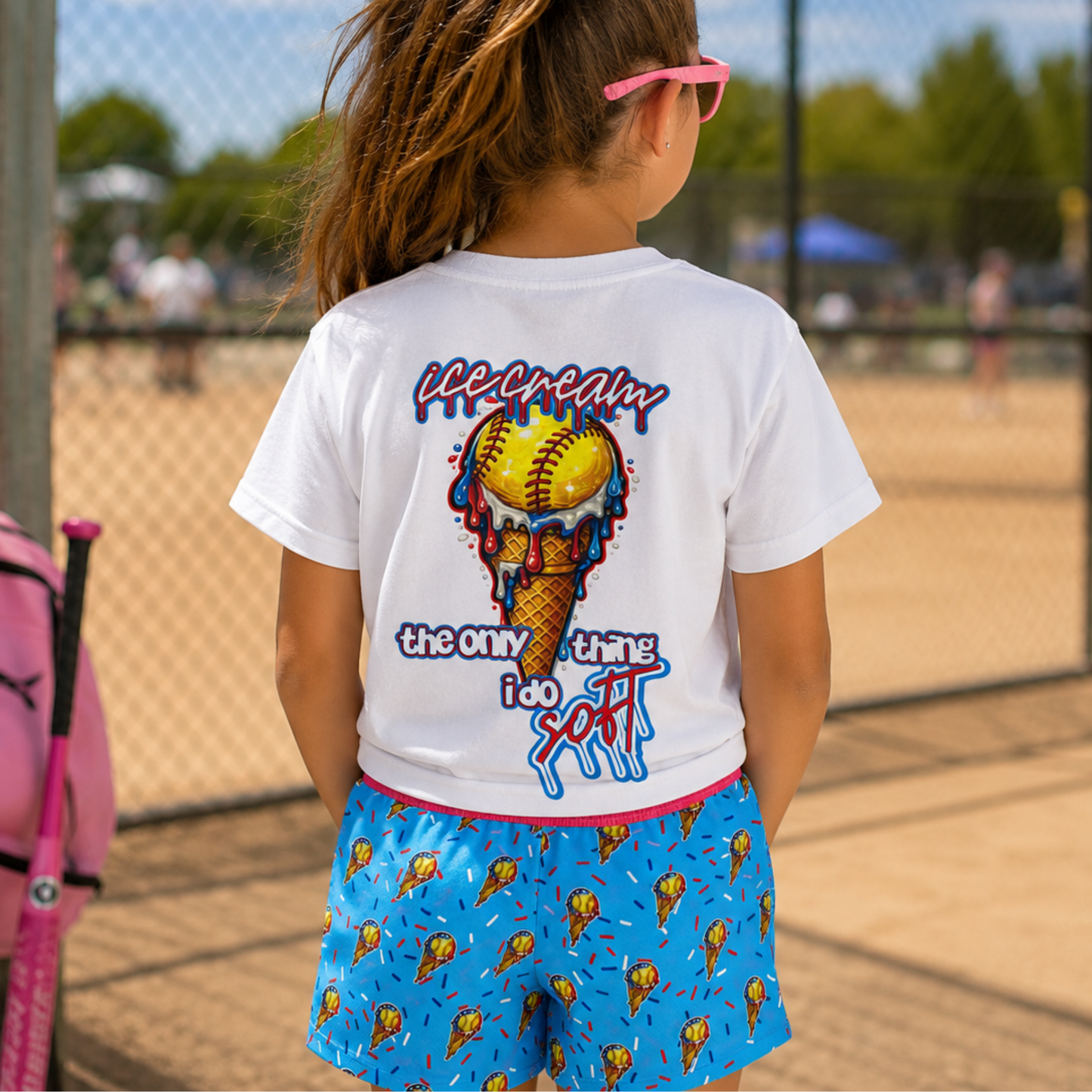 Youth Softball Ice Cream Drip Mesh Shorts