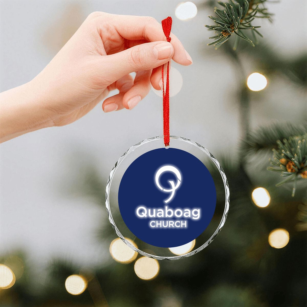 Quaboag Church Round Glass Christmas Tree Ornament