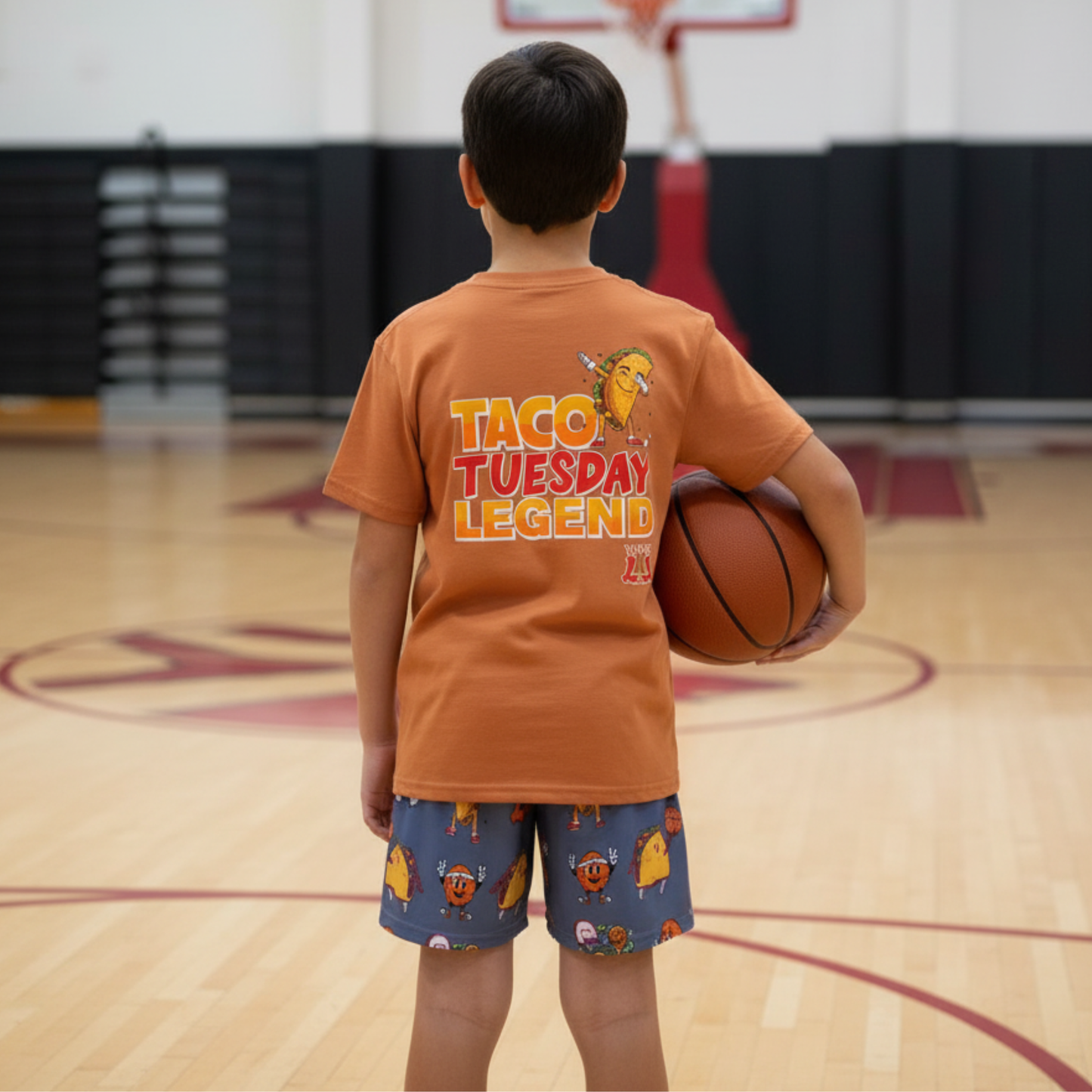 Youth Taco Tuesday Basketball Mesh Shorts (Gray)
