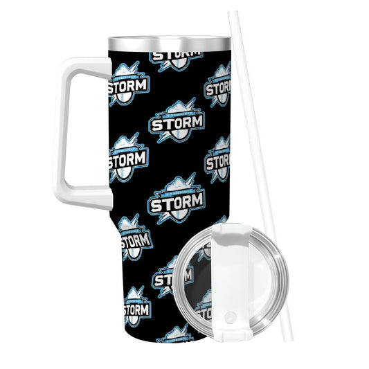 Storm Travel Coffee Mug with Handle and Straw (Black, 40oz)