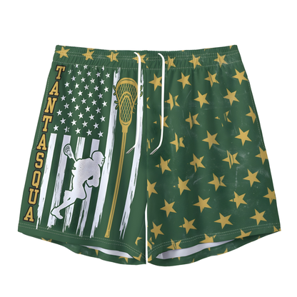 Adult TRYLAX American Flag Mesh Shorts - Green Edition (no inner liner)