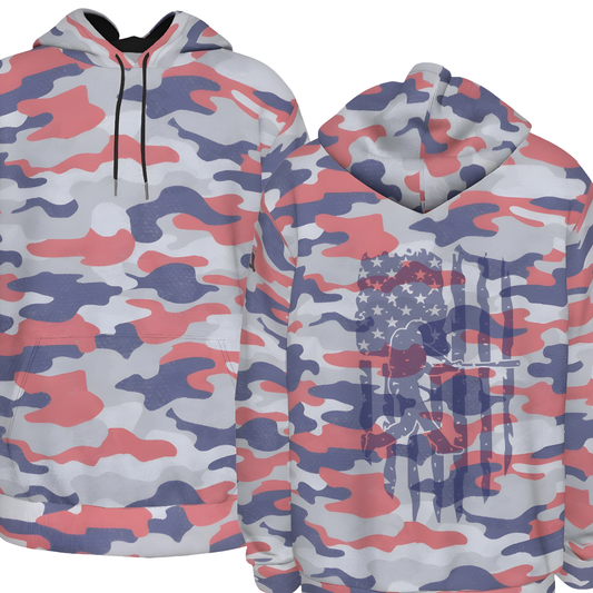 Adult Unisex Patriotic Camo Distressed Baseball Hoodie