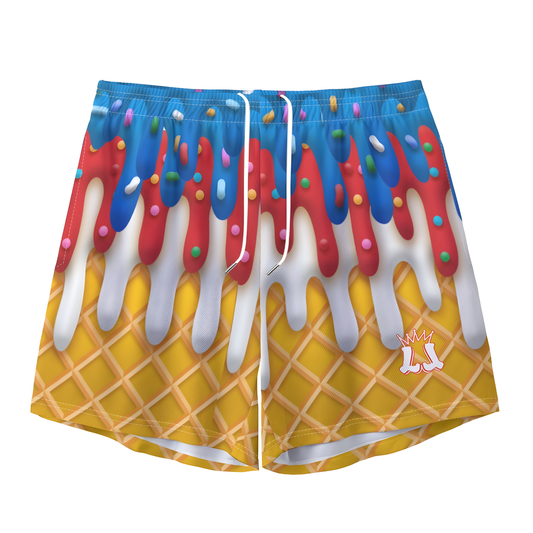 Adult Unisex Ice Cream Drip Mesh Shorts, Patriotic Summer Sports Apparel