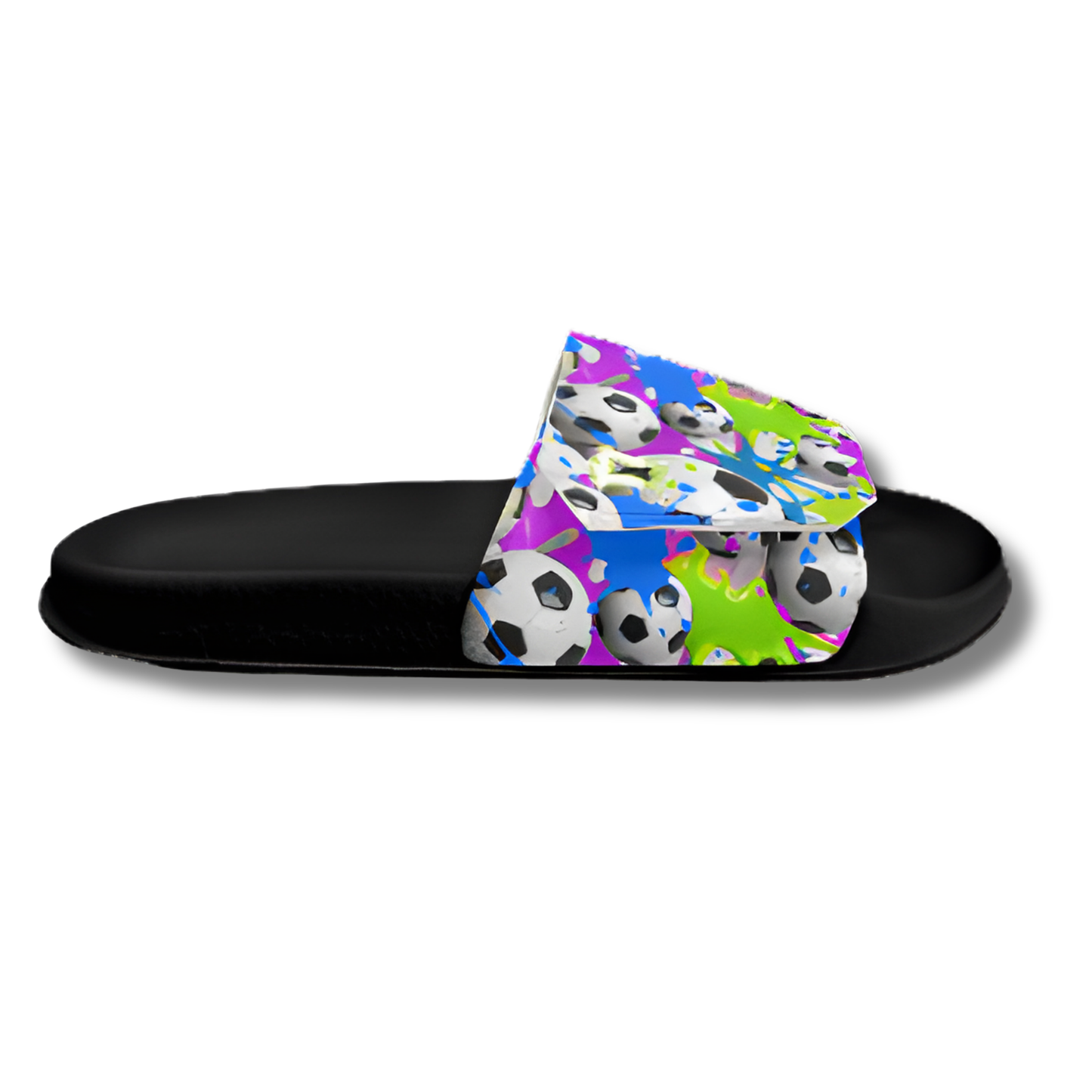 Women's Soccer Slides, Sandals, Paint Splash Design