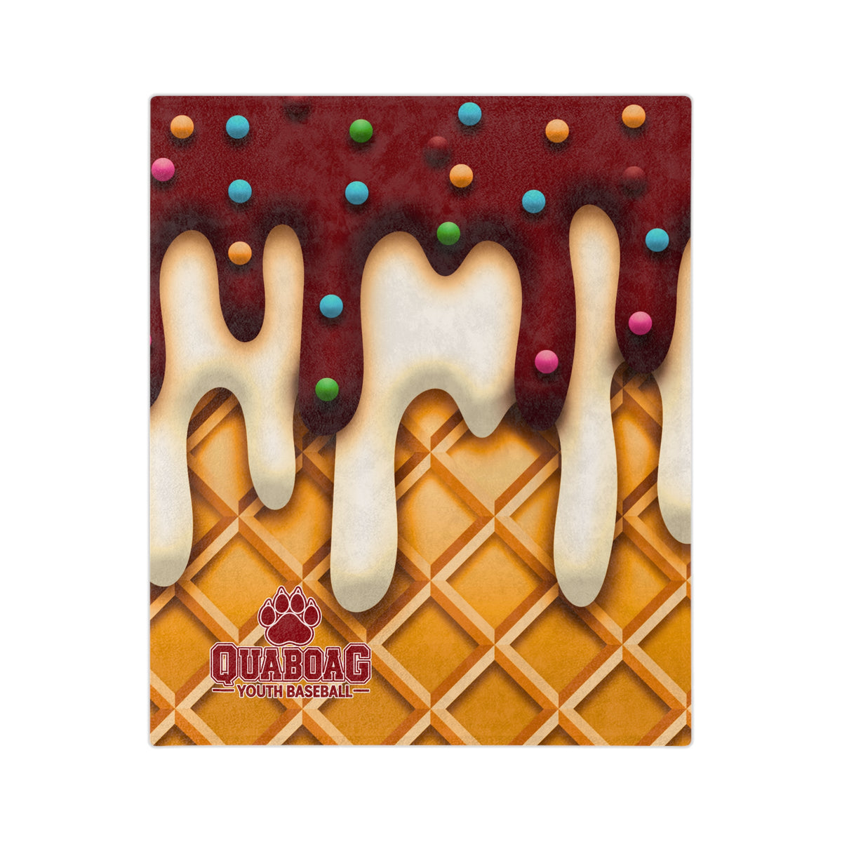 Quaboag Baseball Minky Ice Cream Drip Blanket
