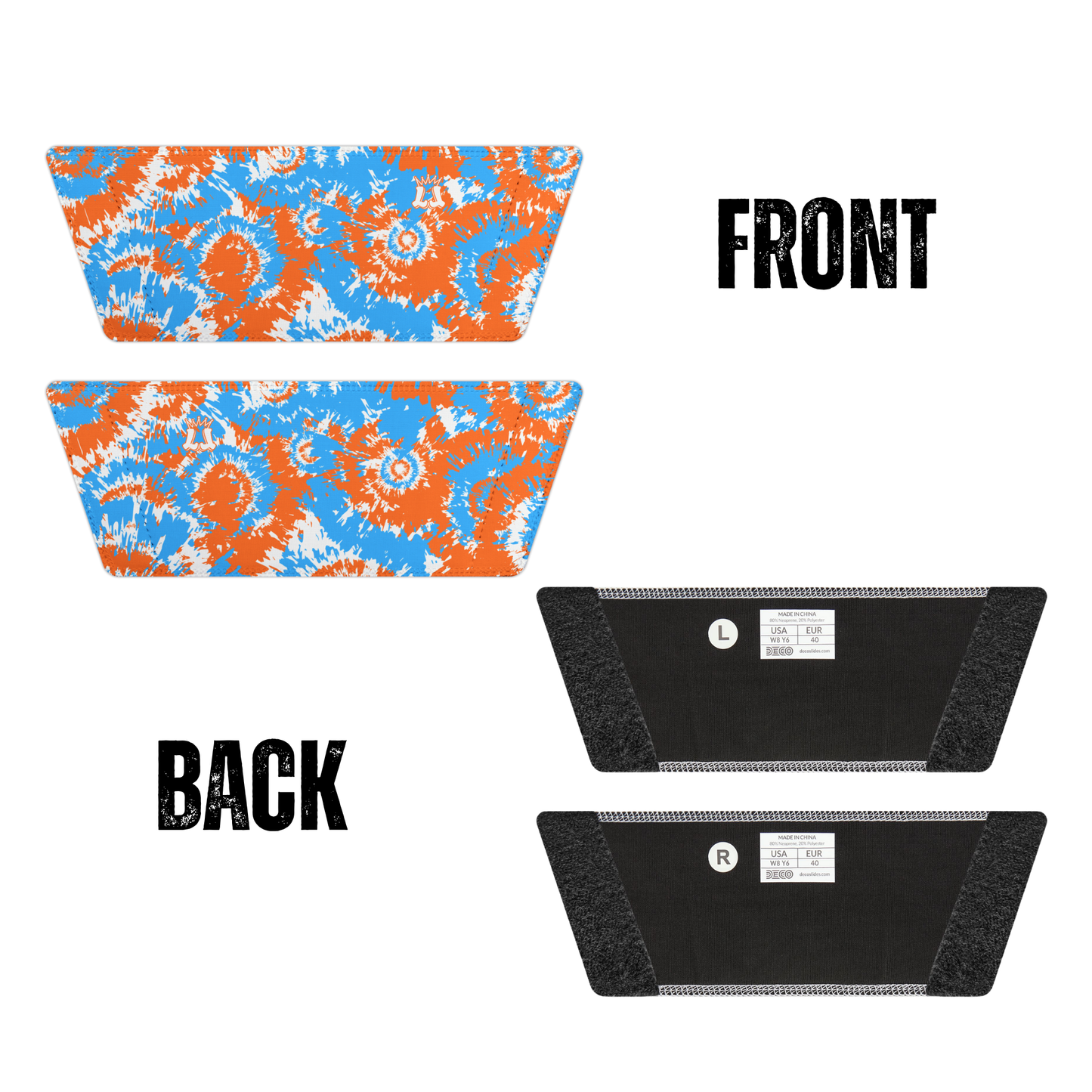 Kids Blue Orange Tie-Dye Removable Strap Slide Sandals