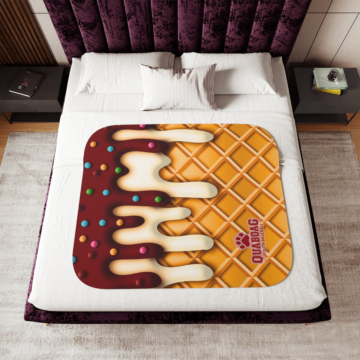 Quaboag Baseball Sherpa Ice Cream Drip Blanket
