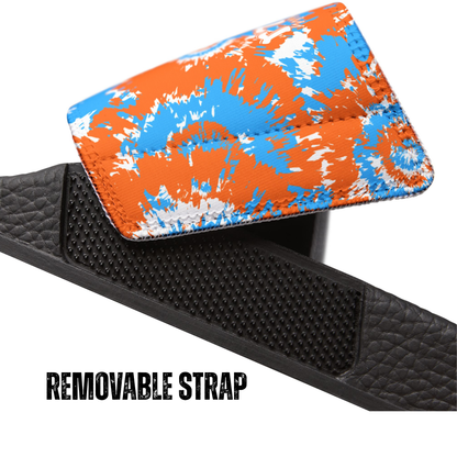 Kids Blue Orange Tie-Dye Removable Strap Slide Sandals