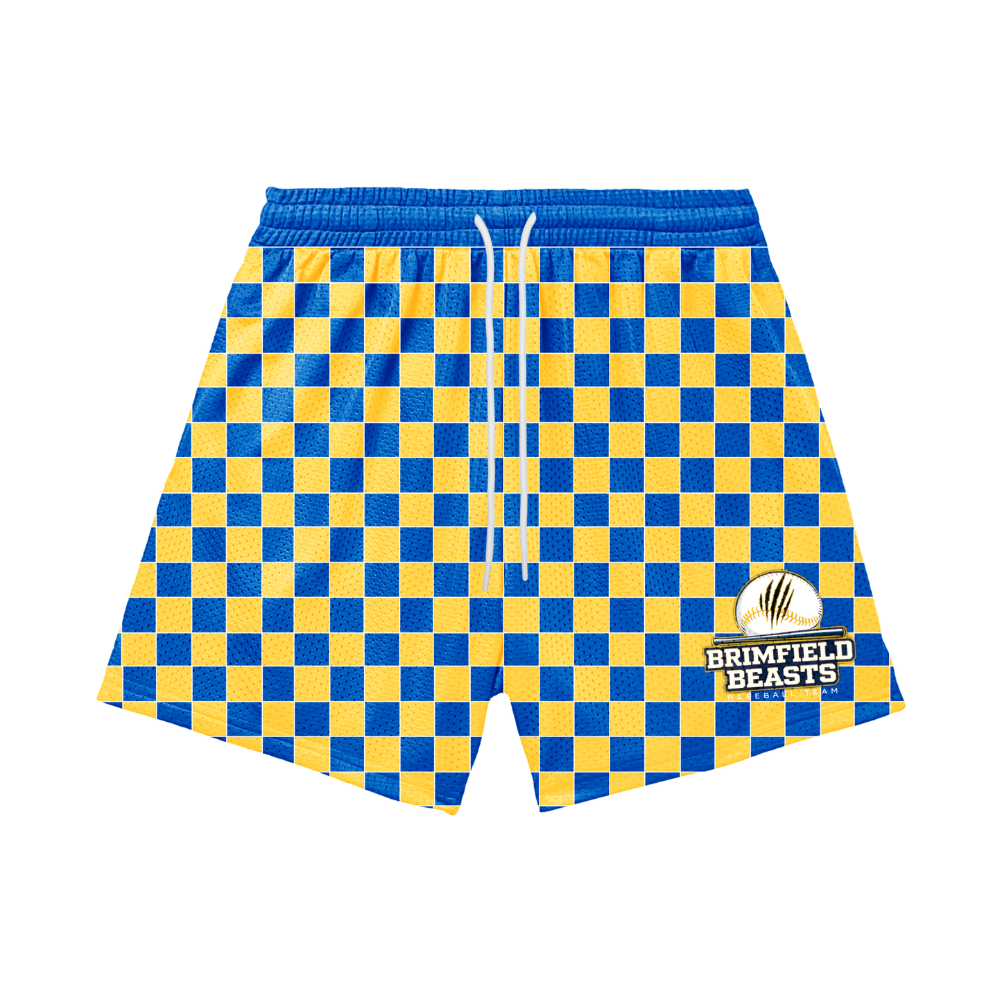 Adult Brimfield Beasts Mesh Shorts - Checkered (with inner liner)