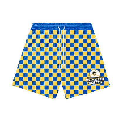Adult Brimfield Beasts Mesh Shorts - Checkered (with inner liner)